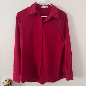 Mango Red Button Down Women’s Blouse Size 4